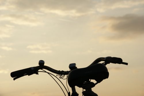 cruiser bike handlebars in sky