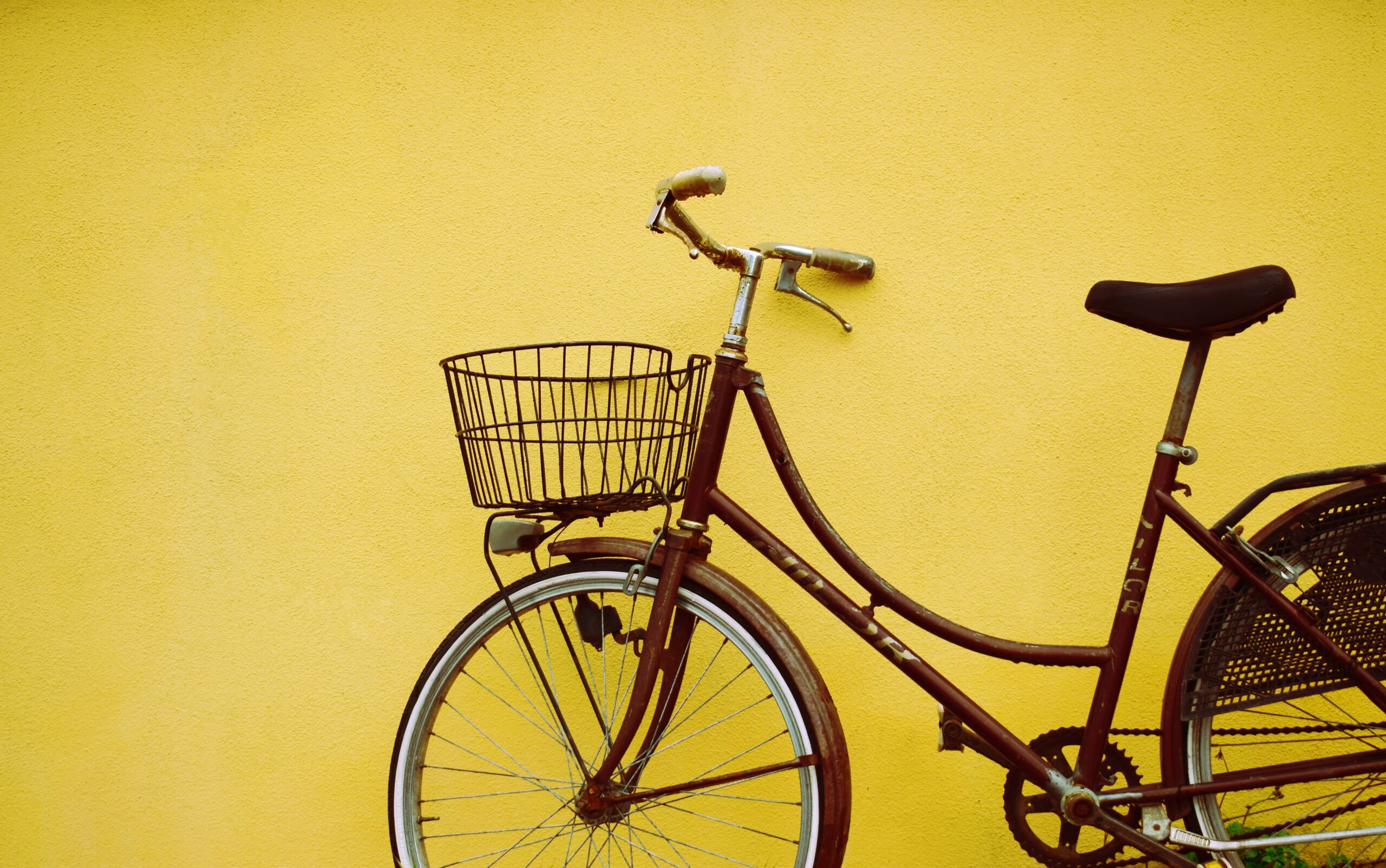 vintage bikes by wall
